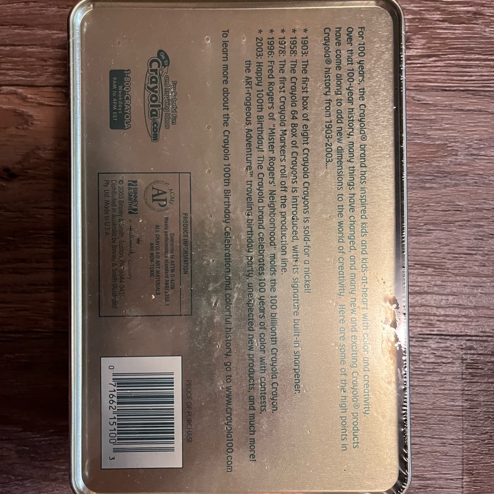 Crayola 100th Anniversary Collectible Tin - Picture 2 of 3